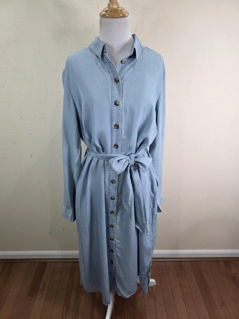 Seraphine Blue Denim Maternity & Nursing Lyocell Shirt Dress Size Women's 8 Belt